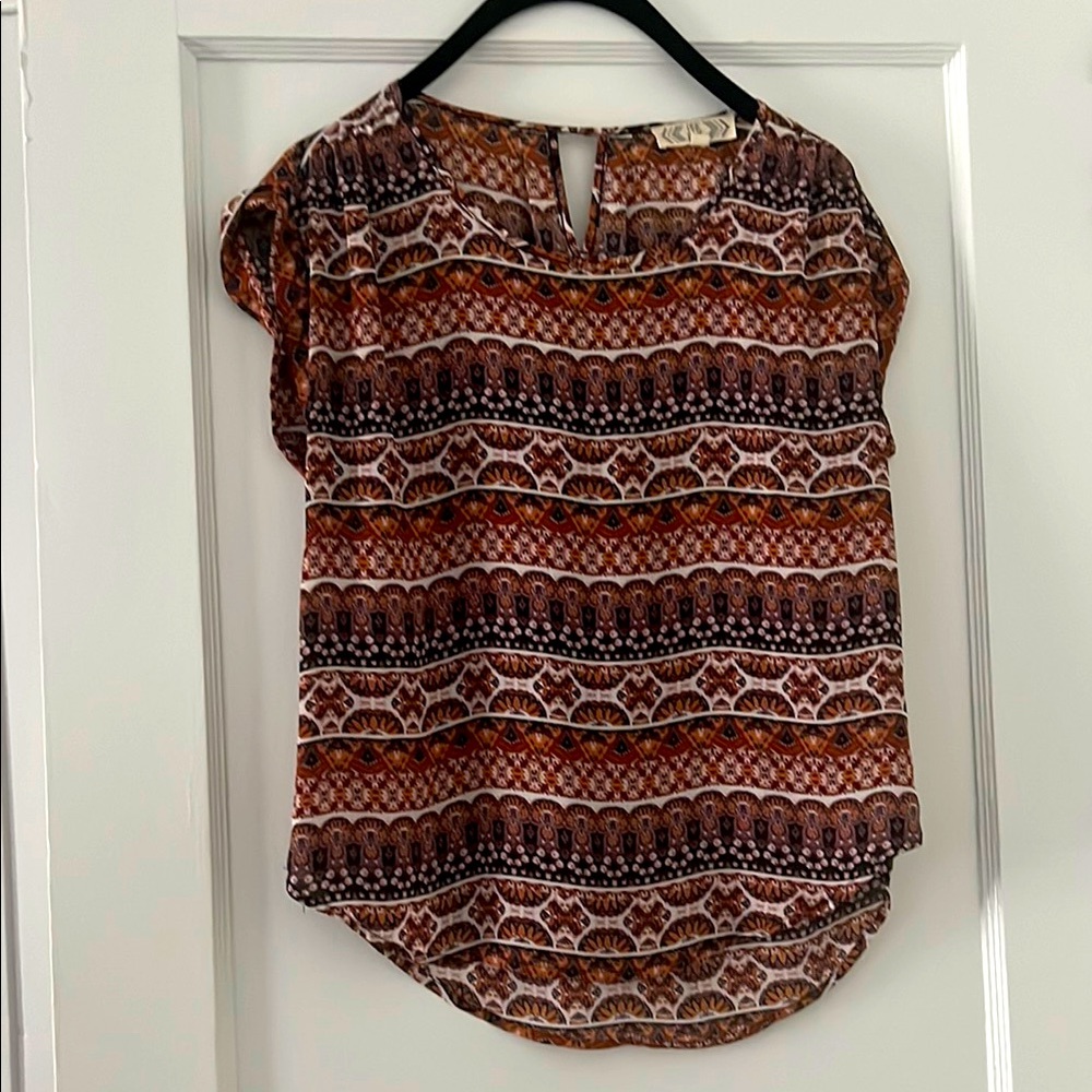 Patterned Brown and Black Women's Top